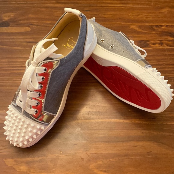 Christian Louboutin Grey Mens Red Bottom Shoes - Picture 1 of 3